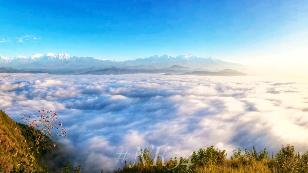 Himalayan sunrise above the clouds from Manung Kot, Nepal