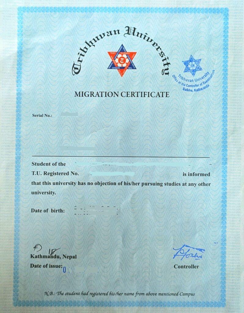 Bachelors Migration Certificate